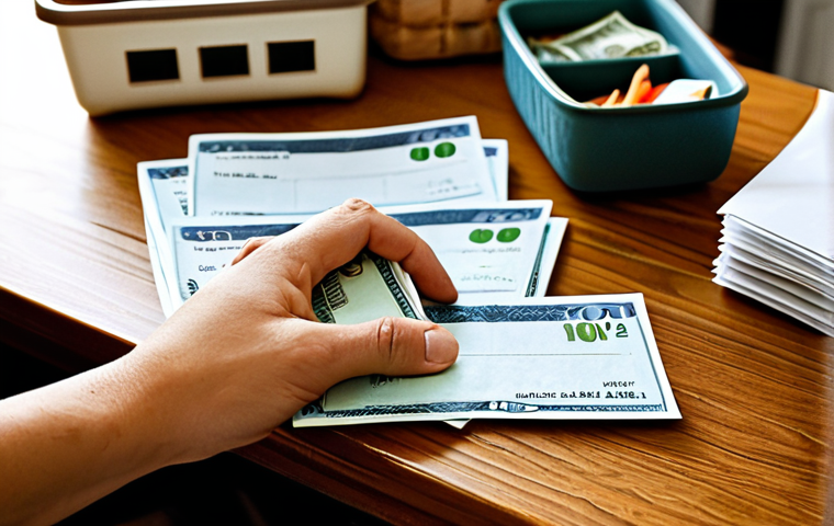 Budgeting with Cash**
"A person sitting at a wooden table, organizing cash bills into labeled envelopes. The scene is set in a cozy, warmly lit kitchen. Envelopes are labeled 'Rent', 'Groceries', 'Utilities', etc. fully clothed, modest attire, appropriate content, safe for work, professional quality, perfect anatomy, natural pose, well-formed hands, proper finger count, family-friendly"
**